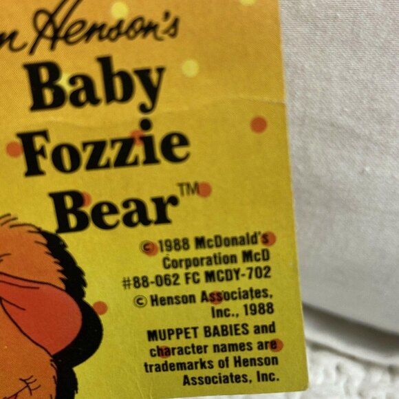 1987/88 Muppets Fozzie Bear Christmas Plush Stuffed Animal 7" McDonalds Tag - Picture 10 of 13